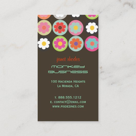 Groovyデイジー、完全にカスタマイズ可能 名刺 (裏面)