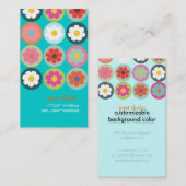 Groovyデイジー、蛍光ティール(緑がかった色) 名刺 (正面/裏面)