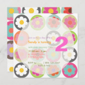Groovyデイジー/Bright Sixties Birstday Party 招待状 (正面/裏面)