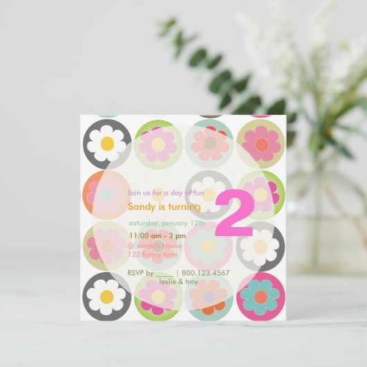 Groovyデイジー/Bright Sixties Birstday Party 招待状 (スタンド正面)