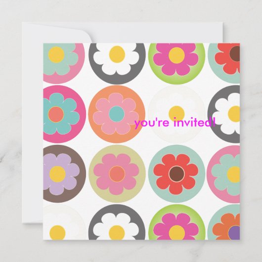 Groovyデイジー/Bright Sixties Birstday Party 招待状 (裏面)