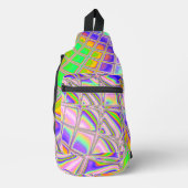 Groovyトリップ（幻覚体験）のような抽象芸術鮮やかデジタルフラクタル スリングバッグ (正面)