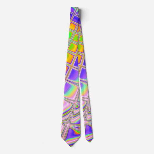 Groovyトリップ(幻覚体験)のような抽象芸術鮮やかデジタルフラクタル ネクタイ (正面)