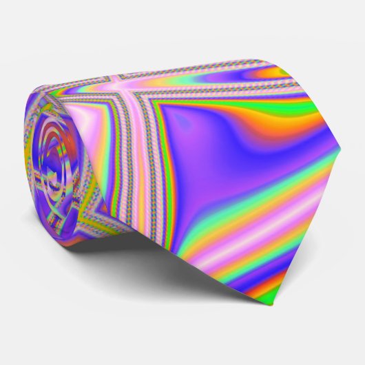 Groovyトリップ(幻覚体験)のような抽象芸術鮮やかデジタルフラクタル ネクタイ (ロール)