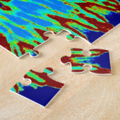 Groovyネイビーブルーとライトブルーの絞り染めスパイラル ジグソーパズル (側面)