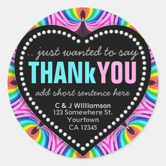 Groovyハッピーネオンおもしろいサンキューラウンドステッカー ラウンドシール (正面)
