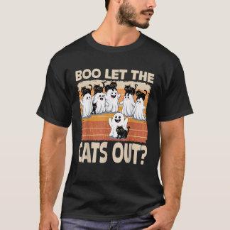 Groovyハロウィン幽霊猫ブー猫たちをMに Tシャツ