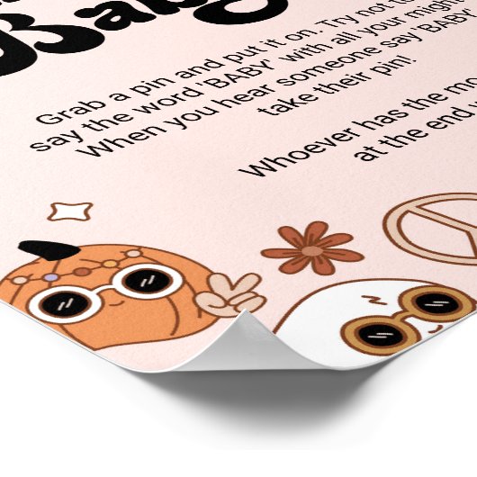 Groovyハロウィーンベビー幽霊ベビシャワーと言わない ポスター (角)