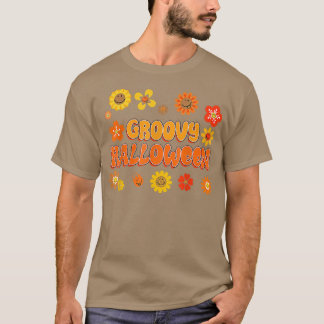 Groovyハロウィーンヴィンテージレトロフローラ花ハイップ Tシャツ