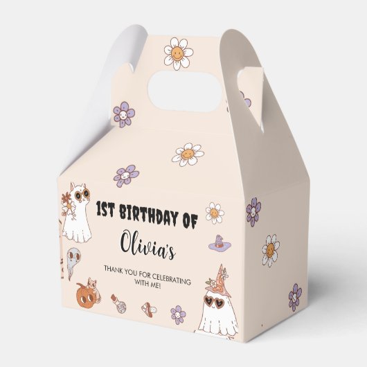 Groovyハロウィーン誕生日パーティー フェイバーボックス (正面サイド)