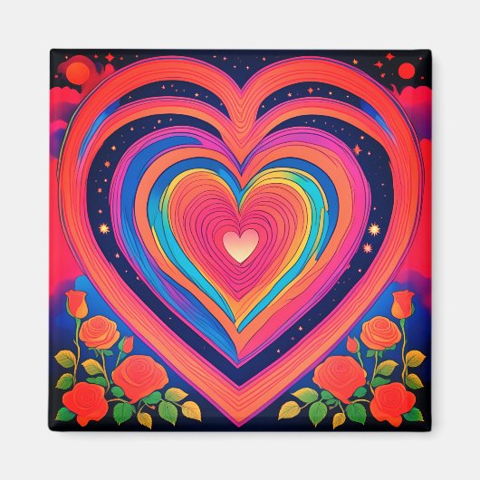 groovyハートと銀河バラマグネット マグネット (正面)