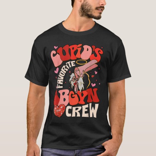 Groovyハートディスコお気に入りのキューピッドObgyn Crew Vale Tシャツ (正面)