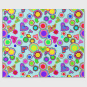 Groovyハート花 ラッピングペーパー (フラット)