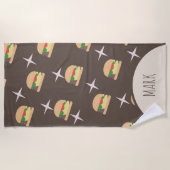 Groovyバーガーチョコレートネームビーチタオル ビーチタオル (正面)