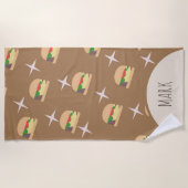 Groovyバーガーチョコレートネームビーチタオル ビーチタオル (正面)