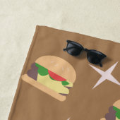 Groovyバーガーチョコレートネームビーチタオル ビーチタオル (インサイチュ)