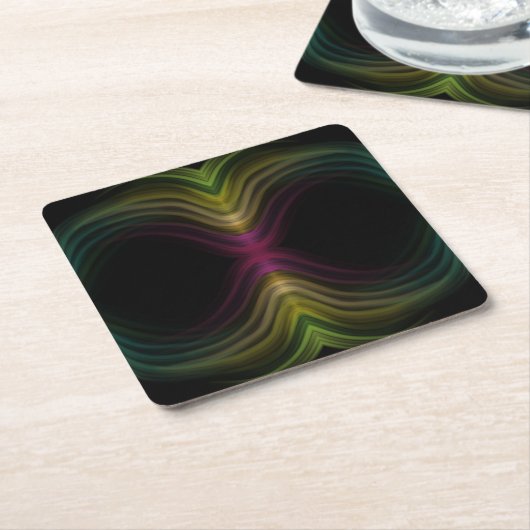 Groovyパタカラフルーンサイケデリック抽象芸術アート スクエアペーパーコースター (アングル)