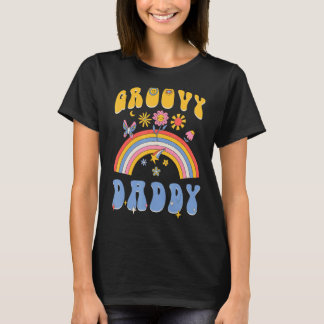 Groovyパパ花レインボーヒッピー70s 60sマッチ tシャツ