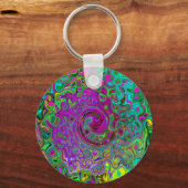 Groovyパープル抽象芸術レトロ液スワール キーホルダー (裏面)
