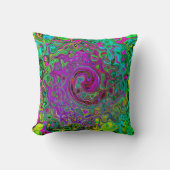 Groovyパープル抽象芸術レトロ液スワール クッション (正面)