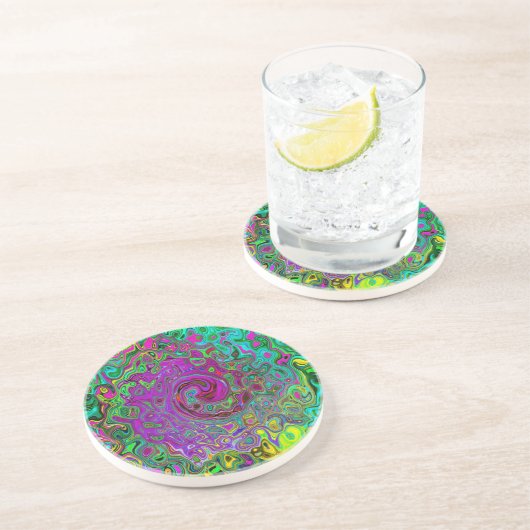 Groovyパープル抽象芸術レトロ液スワール コースター (側面)