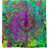 Groovyパープル抽象芸術レトロ液スワール シャワーカーテン (正面)