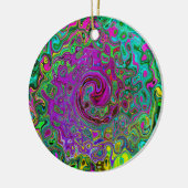 Groovyパープル抽象芸術レトロ液スワール セラミックオーナメント (左)