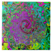Groovyパープル抽象芸術レトロ液スワール タイル (正面)