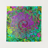 Groovyパープル抽象芸術レトロ液スワール タペストリー (正面(横))