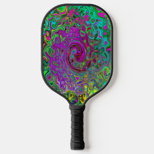Groovyパープル抽象芸術レトロ液スワール ピックルボールラケット