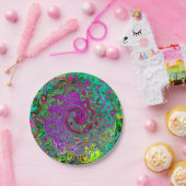 Groovyパープル抽象芸術レトロ液スワール ペーパープレート (パーティー)