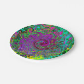 Groovyパープル抽象芸術レトロ液スワール ペーパープレート (アングル)