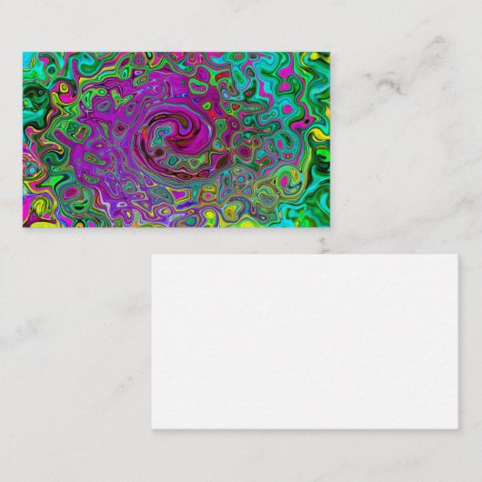 Groovyパープル抽象芸術レトロ液スワール 名刺 (正面/裏面)