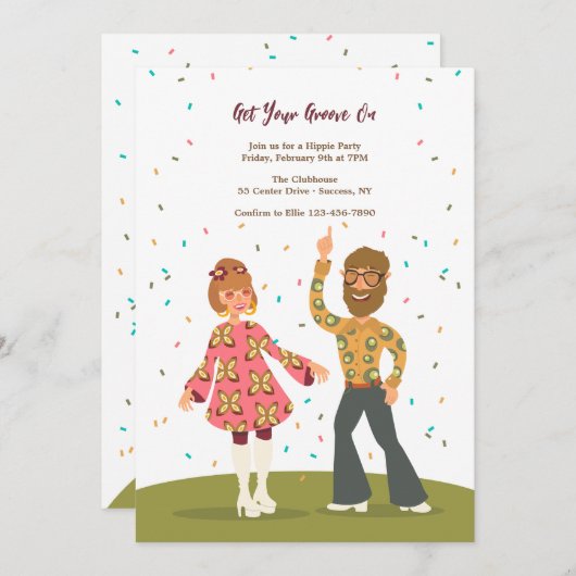 Groovyヒッパイカップル招待状 招待状 (正面/裏面)