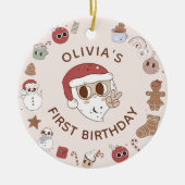 Groovyヒッパイクリスマス誕生日セラミックオーナメント セラミックオーナメント (正面)