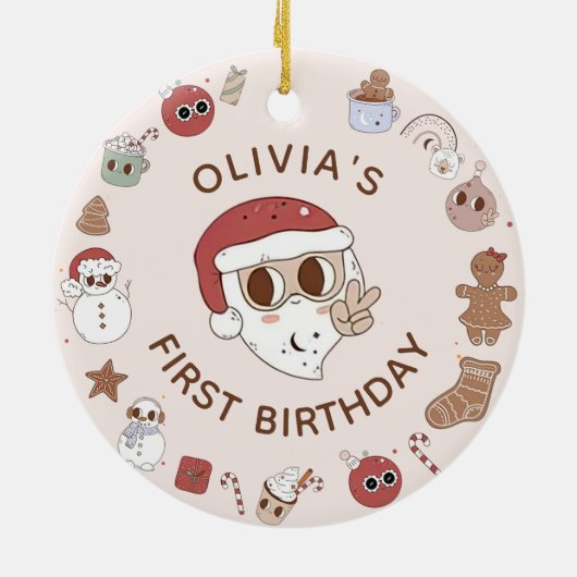 Groovyヒッパイクリスマス誕生日セラミックオーナメント セラミックオーナメント (裏面)