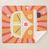 Groovyヒッパイヴァンピンク&オレンジ60sレトロ シェルパブランケット (正面(横))