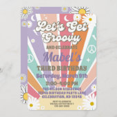 Groovyヒッピー太陽とデイジーガールズ誕生日を取得 招待状 (正面/裏面)
