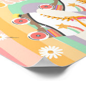 Groovyビーブスオンローラースケートスケートで滑るレトロ ポスター (角)