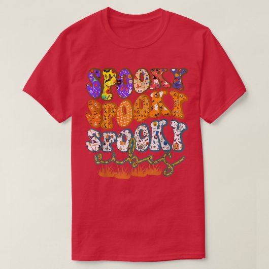 Groovyビ不気味ベスヴィンテージフローラ幽霊ヒッピーHa Tシャツ (デザイン正面)