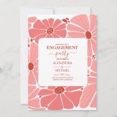 Groovyピモダンンクデイジー婚約 招待状 (正面)