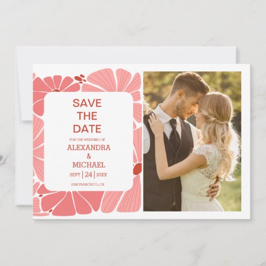 Groovyピモダンンクデイジー結婚の写真 セーブザデート (正面)