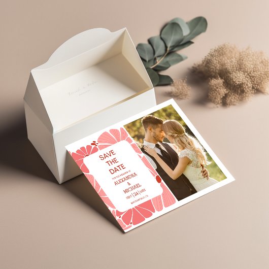 Groovyピモダンンクデイジー結婚の写真 セーブザデート