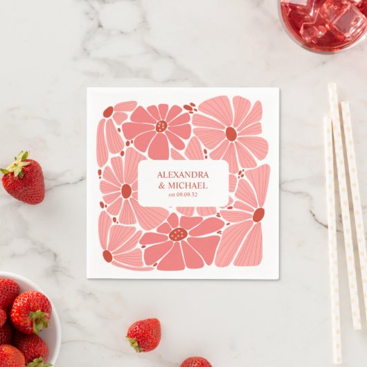 Groovyピモダンンクデイジー結婚ズ スタンダードカクテルナプキン (インサイチュ)