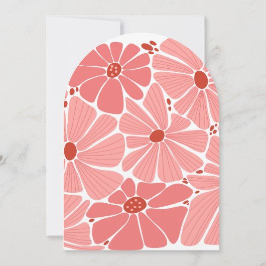 Groovyピモダンンクデイジー結婚式招待状 招待状 (裏面)