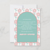 Groovyピンクとアクアフラワー70s結婚の写真 サンキューカード (裏面)