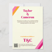 Groovyピンクとオレンジの結婚式の日付を保存 セーブザデート (裏面)