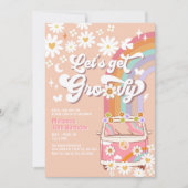 GroovyピンクのGroovyヴァンデイジー誕生日 招待状 (正面)