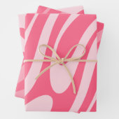 Groovyピンクウェーブループレトロ抽象芸術パターン ラッピングペーパーシート (インサイチュ)