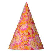 Groovyピンクサイケデリックオレンジヒッピー花の子 パーティーハット (左)